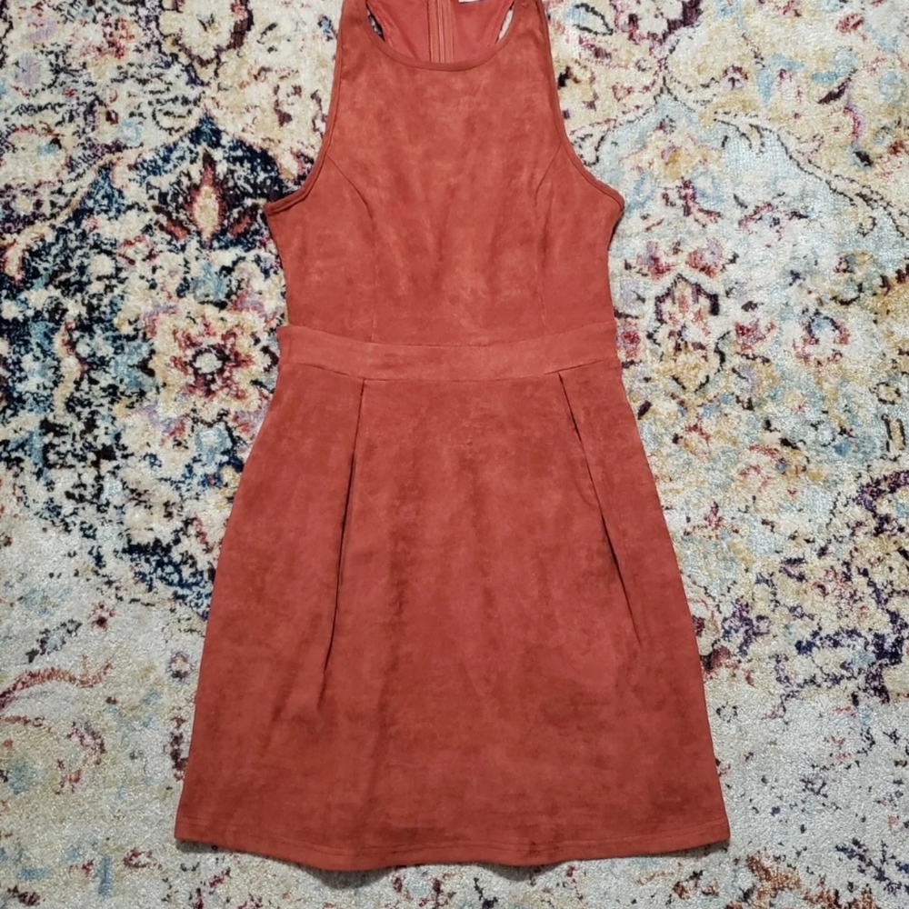 Altar'd State Orange Faux Microsuede Dress sz S